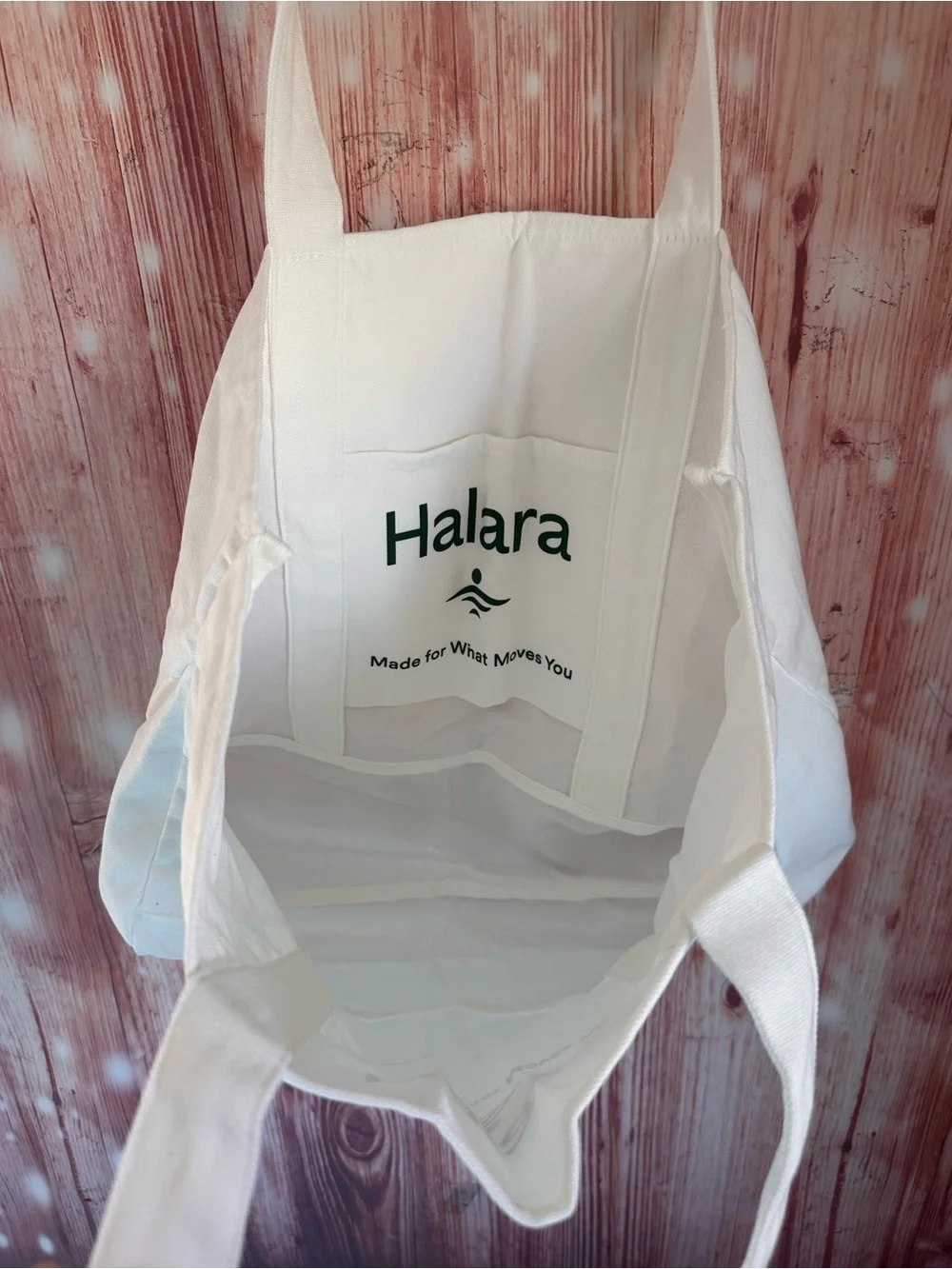 Halara White Logo Green Letter Print Casual Canvas Tote Bag NWT